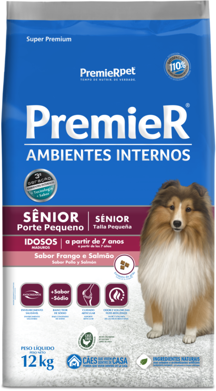 Premier Ambientes Internos Senior Pollo y Salmón 12kg - Perro